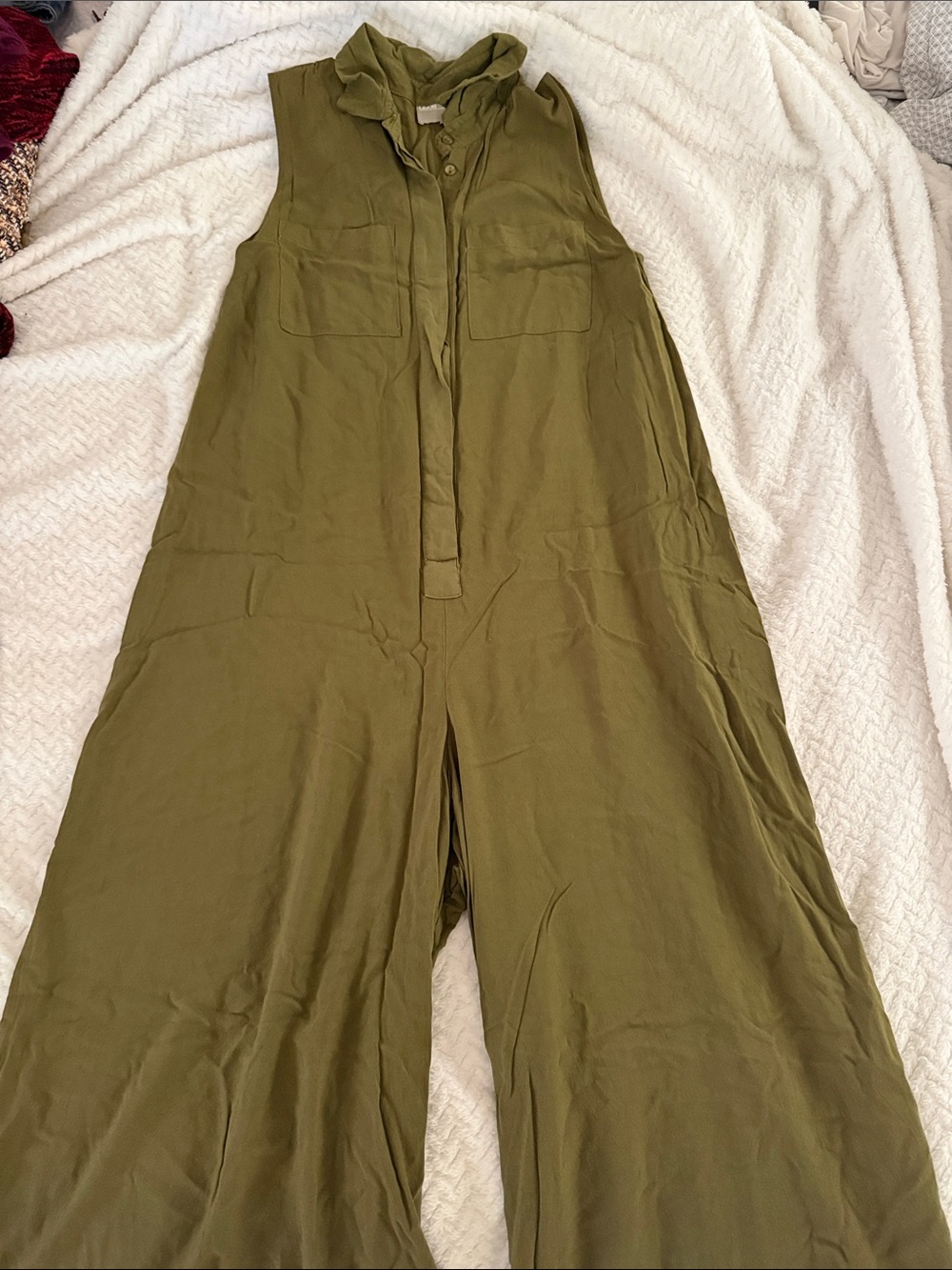 ASOS Olive Green Sleeveless Wide-Leg Jumpsuit